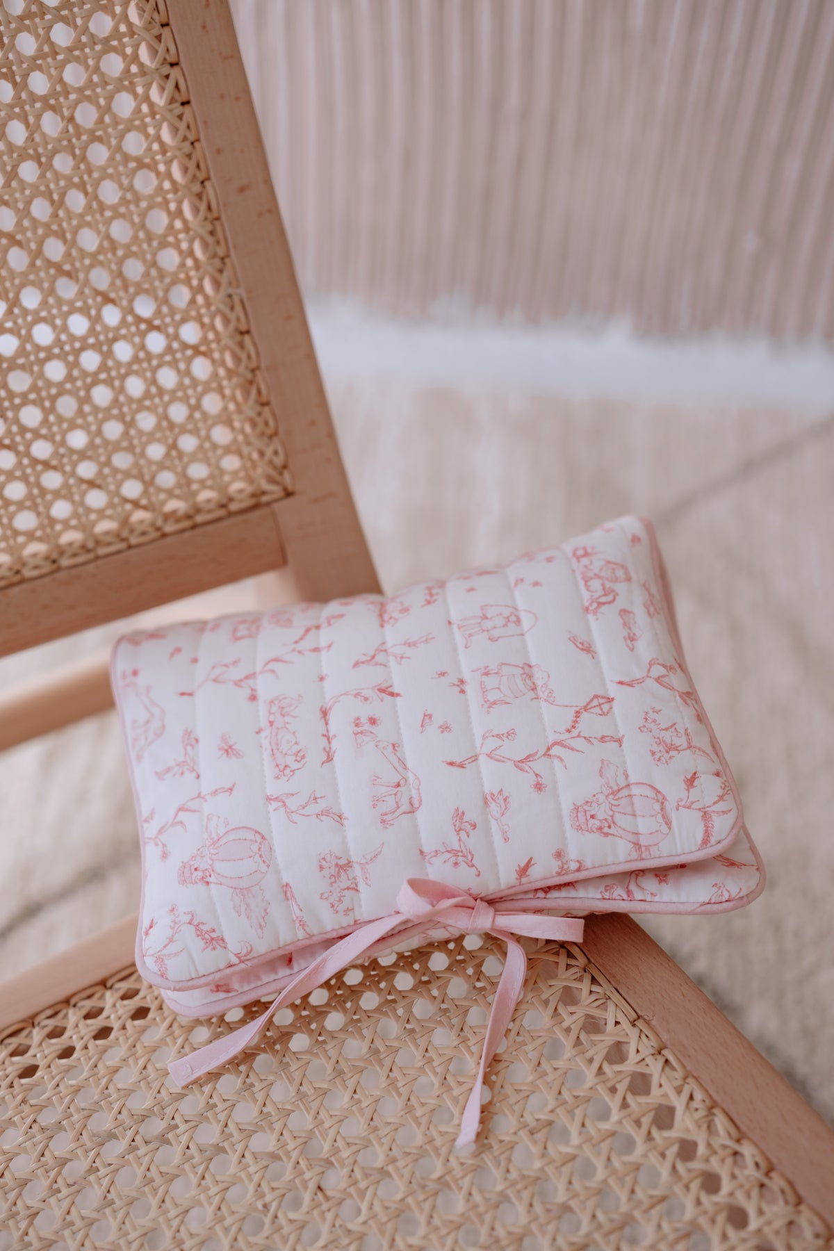 Wet Wipes and Diaper Clutch - Toile De Jouy/Pink