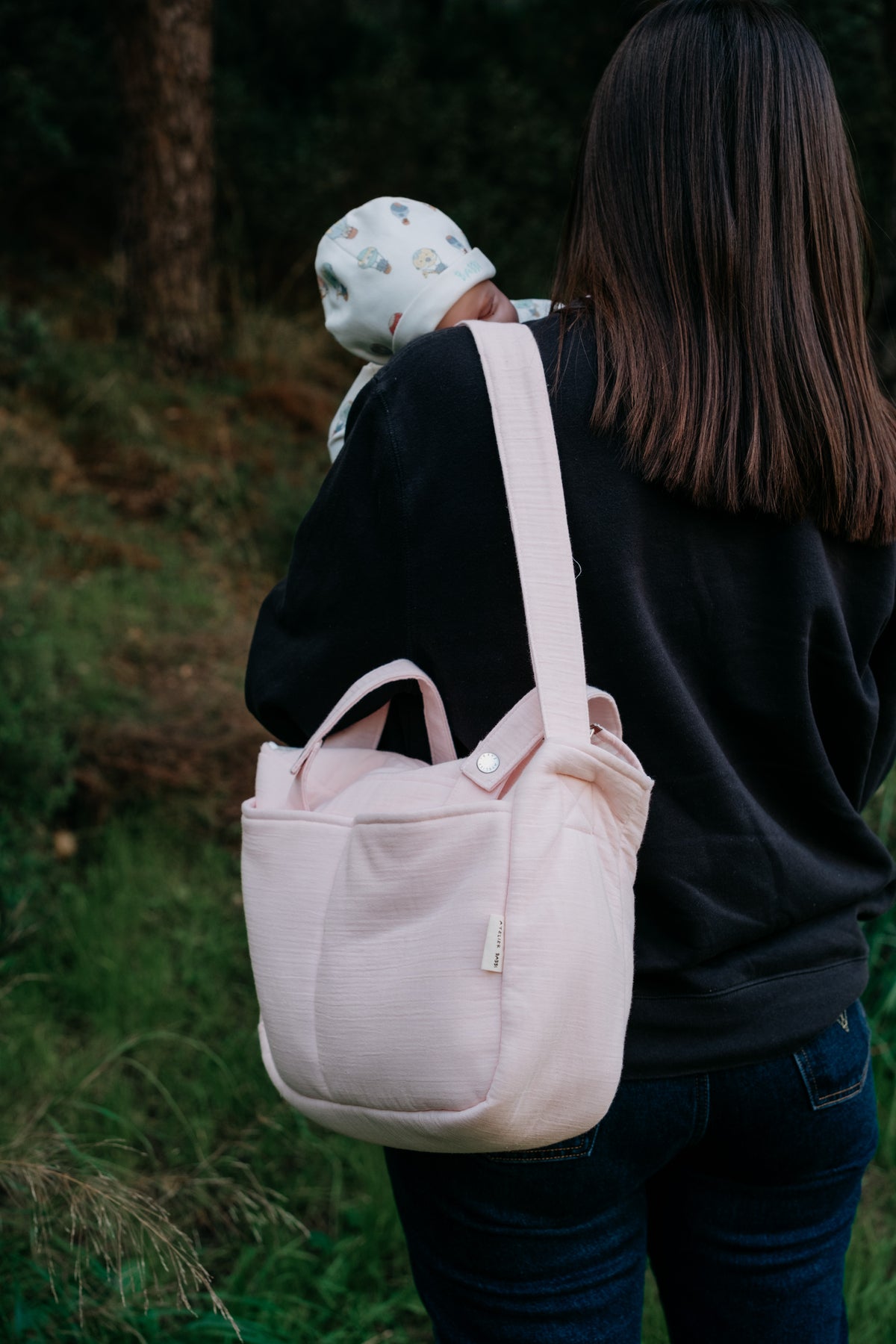 Muslin Mommy Bag - Ribbon/Pink