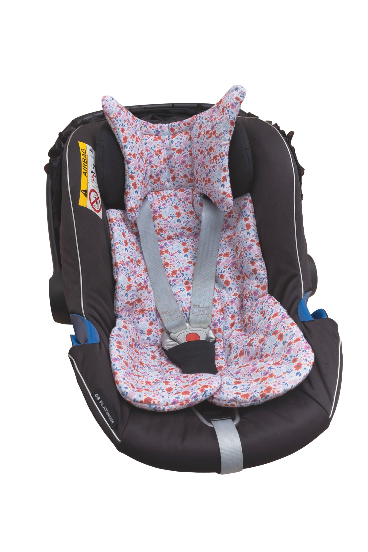 Stroller Cushion - Flowers / Red