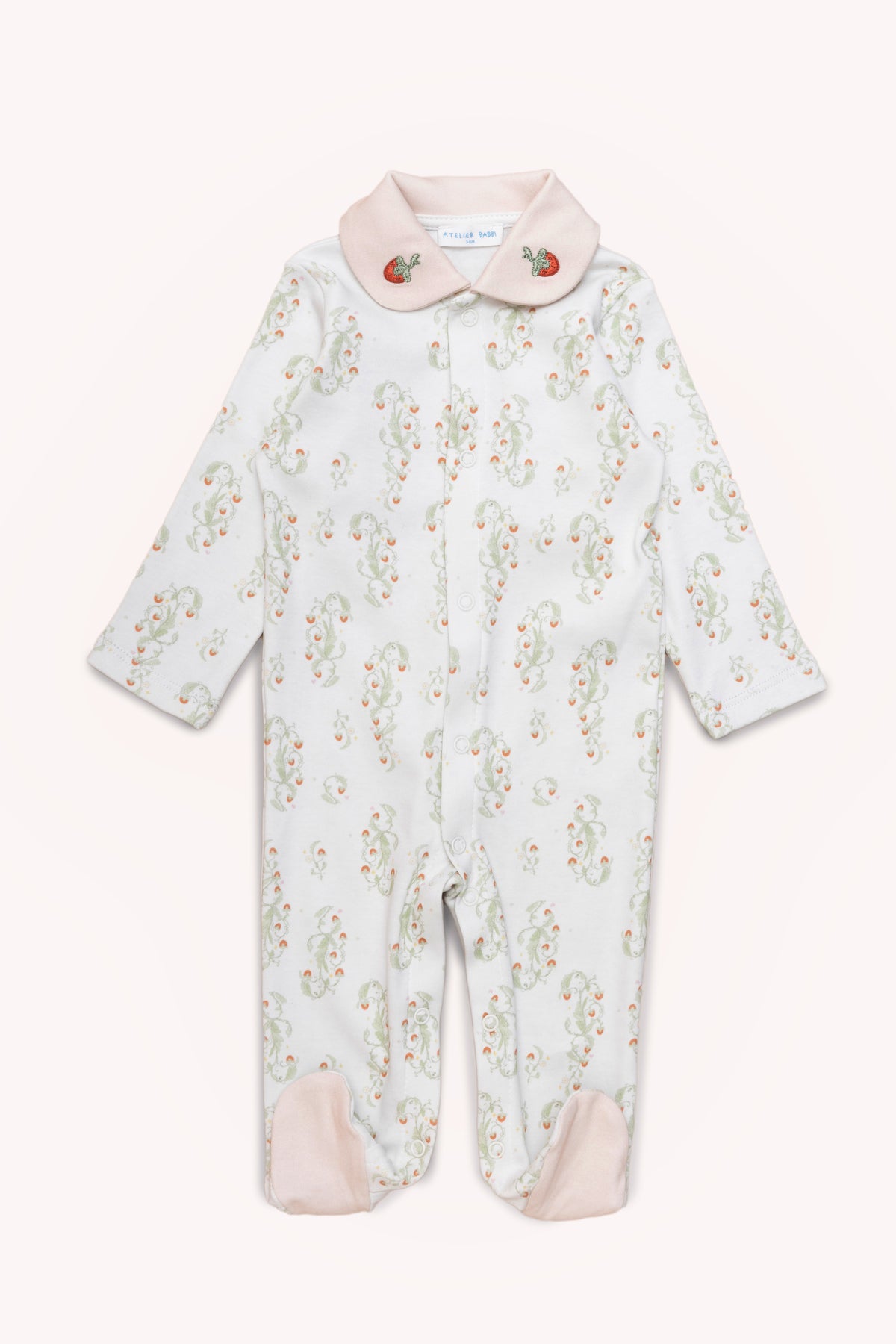 Baby Footed Onesie - Strawberry