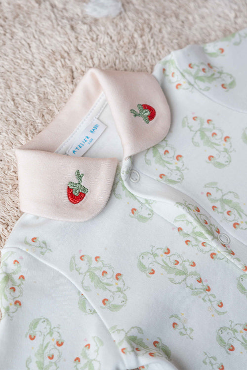 Baby Footed Onesie - Strawberry