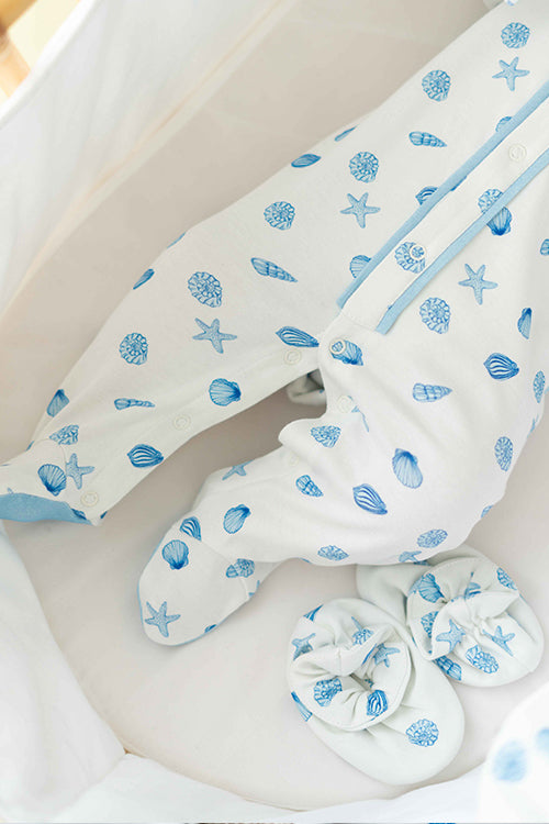 Baby Footed Onesie - Sea Shell