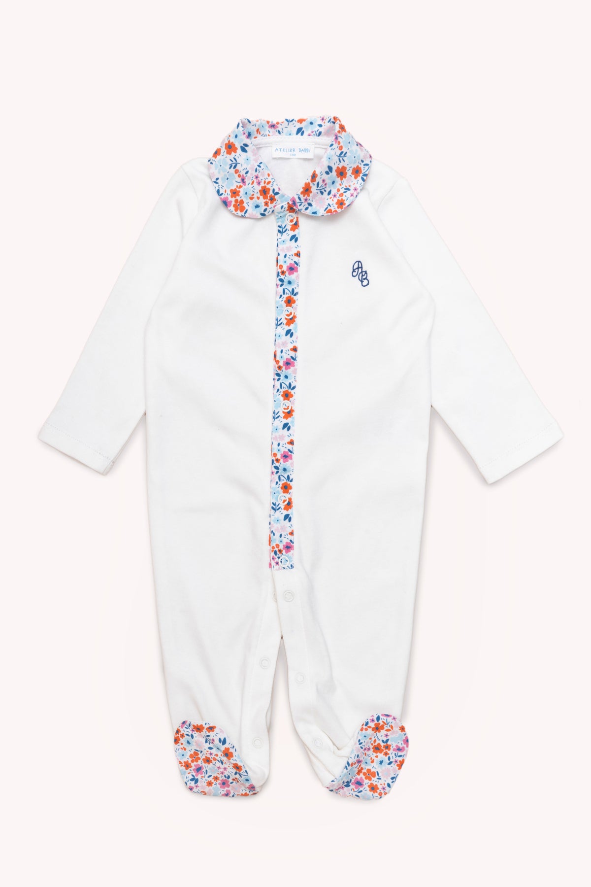 Baby Footed Onesie - Tiny Flowers / Red