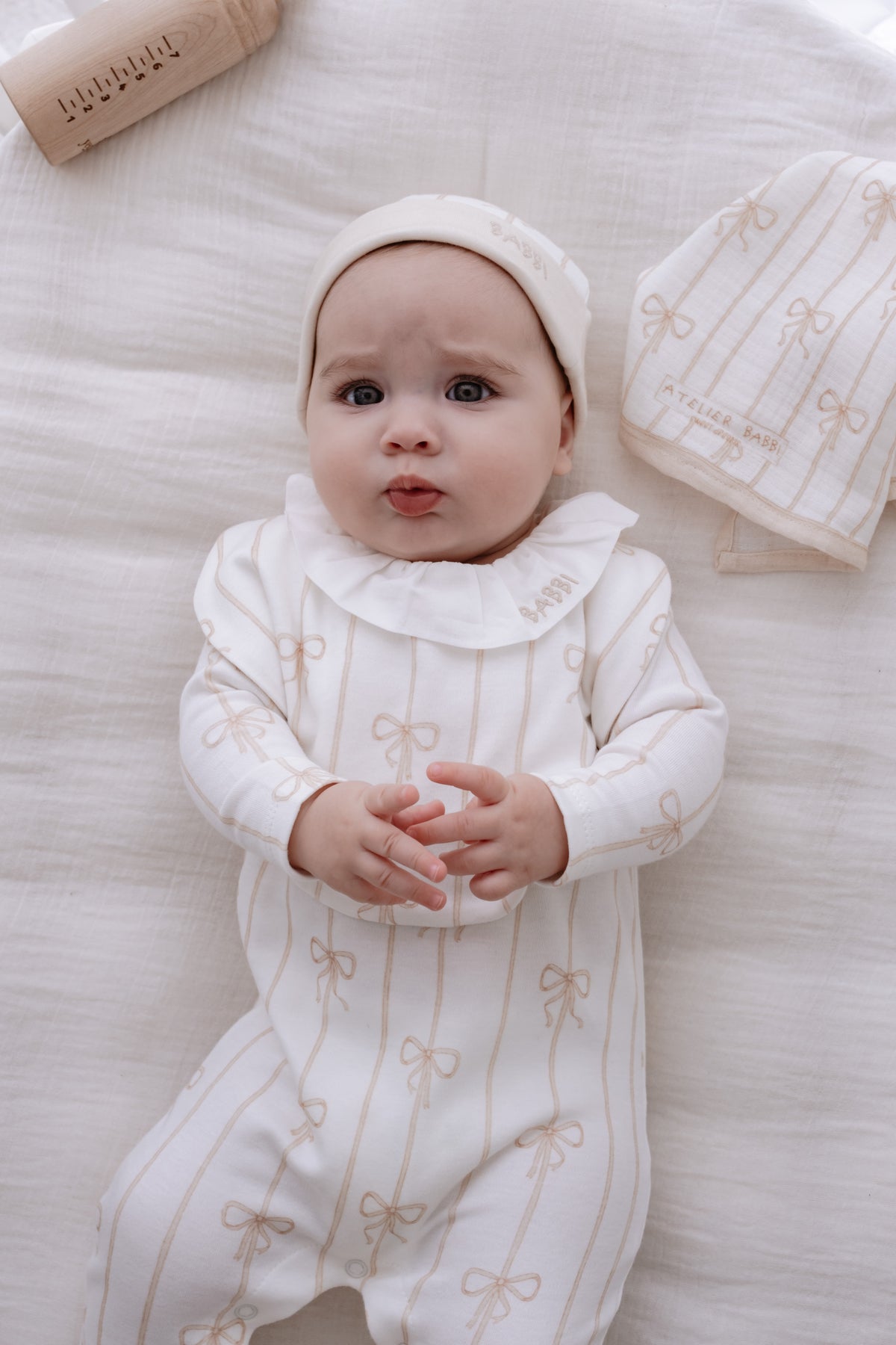 Newborn Hat - Ribbon / Beige